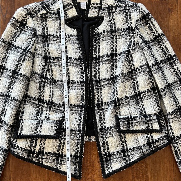 Chico’s Women’s chic classic timeless Black White Tweed Wool Blend Blazer size 1 - Picture 3 of 7